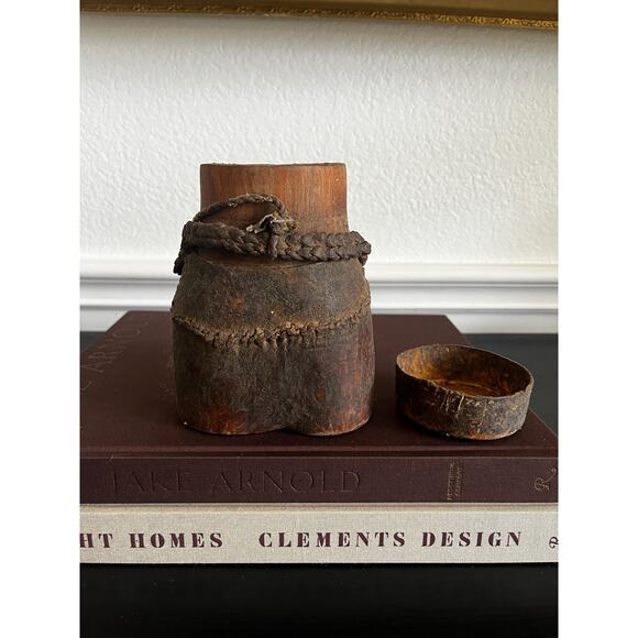 Vintage African Leather and Wood Canteen - Picture 4 of 9